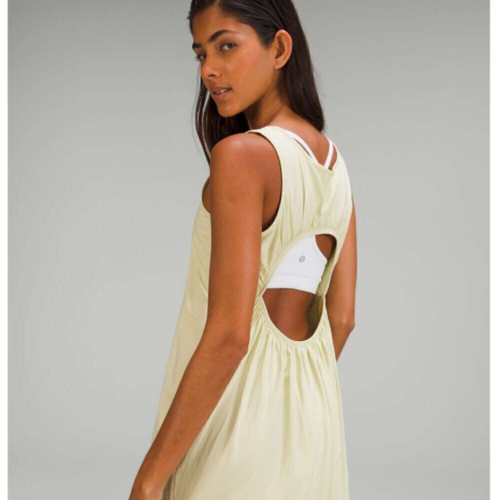 lululemon athletica Light Yellow/Green Midi Dress with Cutout Back - Picture 3 of 11